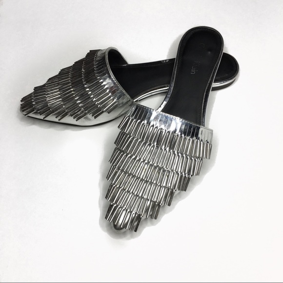 Calvin Klein Shoes - Calvin Klein Addie Mules Metallic Box Leather Mule
